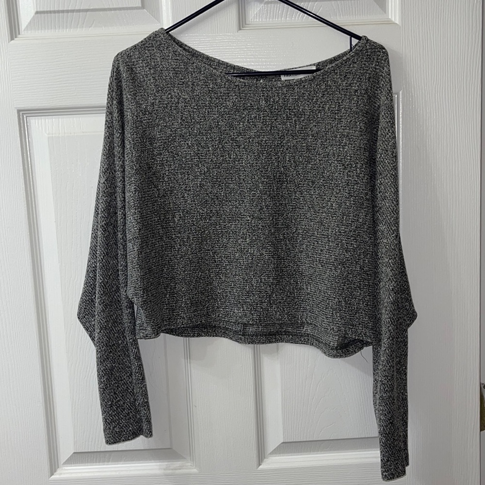 Grey speckled cropped long sleeve